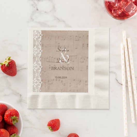 Romantische Vintage Hochzeit Serviette (Beispiel)