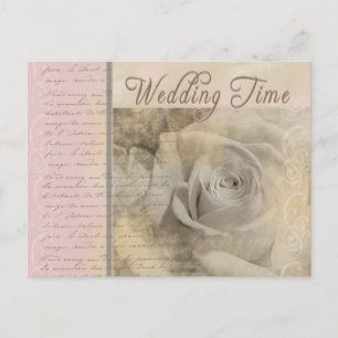 Romantische Vintage-Hochzeitsrose Postkarte