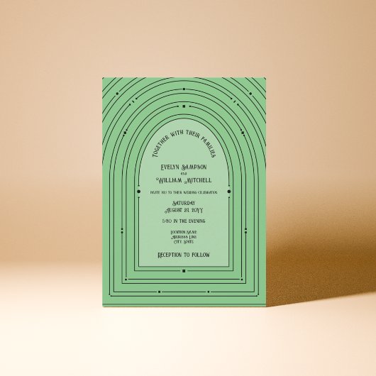 Romantische Vintage Inspirierte Arch Pale Green We Einladung