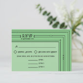 Romantische Vintage Inspirierte blassgrüne Hochzei RSVP Karte (Stehend Vorderseite)