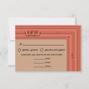 Romantische Vintage-inspirierte gedämpfte Korallen RSVP Karte
