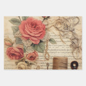 Romantische Vintage Inspirierte Rosa Geschenkpapier Set (Vorderseite 2)