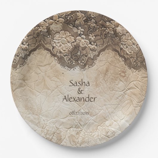 Romantische Vintage Landspitze Pappteller (Vorderseite)