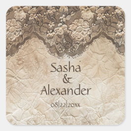 Romantische Vintage Landspitze Quadratischer Aufkleber