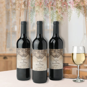 Romantische Vintage Landspitze Weinetikett