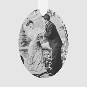 Romantische Vintage Liebhaber auf dem Schiff Ornament