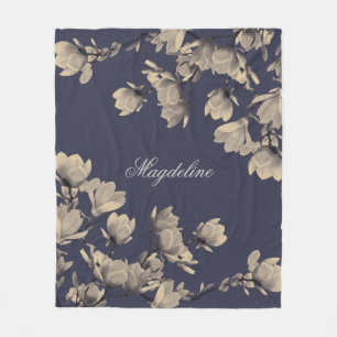 Romantische Vintage Magnolien Fleecedecke