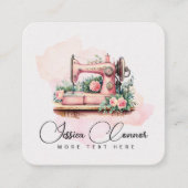 Romantische Vintage Nähmaschine - Aquarellblume Quadratische Visitenkarte (Vorderseite)