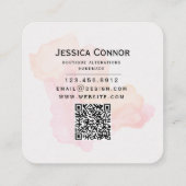 Romantische Vintage Nähmaschine - Aquarellblume Quadratische Visitenkarte (Rückseite)