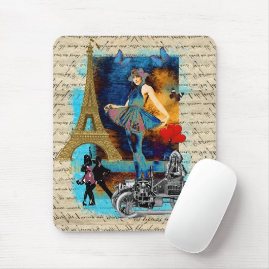Romantische Vintage Paris-Collage Mousepad (Mit Mouse)