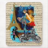 Romantische Vintage Paris-Collage Mousepad (Vorne)