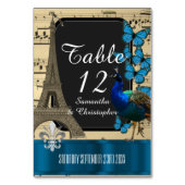 Romantische Vintage Pariser Hochzeit Tischnummer (Rückseite)