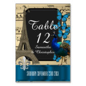 Romantische Vintage Pariser Hochzeit Tischnummer (Vorderseite)