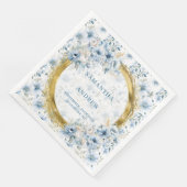 Romantische Vintage Pastel Blue Gold Glitzer Hochz Serviette (Ecke)