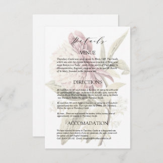 Romantische Vintage Peony Wedding Details Begleitkarte