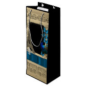 Romantische Vintage personalisierte Hochzeit Paris Geschenktüte Für Weinflaschen (Rückseite Schrägansicht)