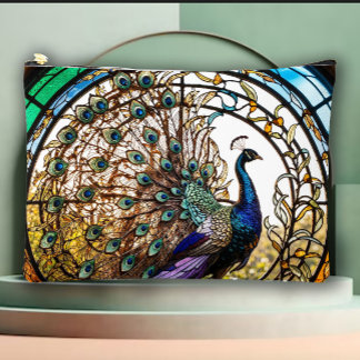 Romantische Vintage-Pfauen-Make-up-Tasche Zubehörtasche