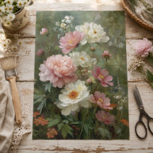 Romantische Vintage-Pfingstrosen und Wildblumen-De