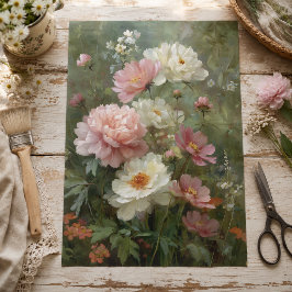 Romantische Vintage-Pfingstrosen und Wildblumen-De Seidenpapier