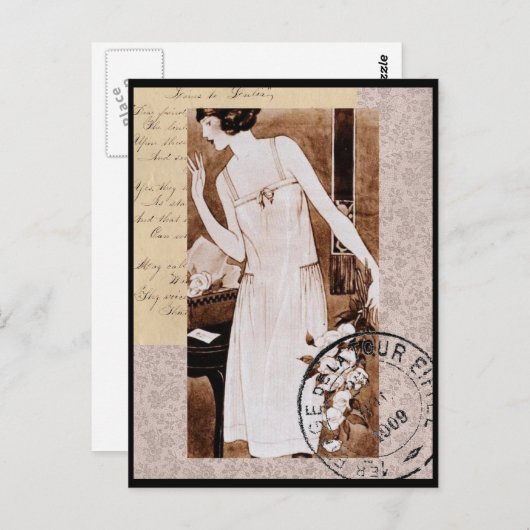 Romantische Vintage Postkarte (Vorne/Hinten)