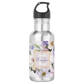 Romantische Vintage Retro-Blume auf Stallholz Edelstahlflasche (Vorderseite)