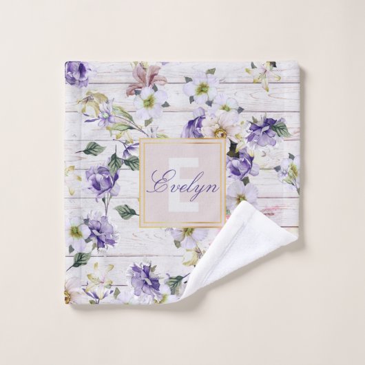 Romantische Vintage Retro-Blume auf Stallholz & Na Waschlappen (Waschlappen)