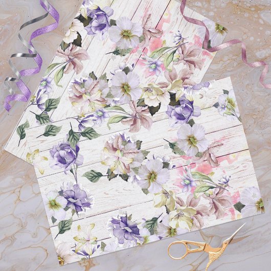 Romantische Vintage Retro-Blume auf Stallholz Seidenpapier