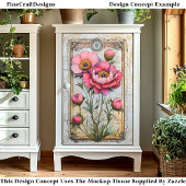 Romantische Vintage Rosa Peonies DA1R Dekoupage Seidenpapier