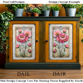 Romantische Vintage Rosa Peonies DA1R Dekoupage Seidenpapier