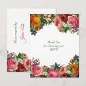 Romantische Vintage Rose & Bluebird Wedding RSVP Einladung (Vorne/Hinten)