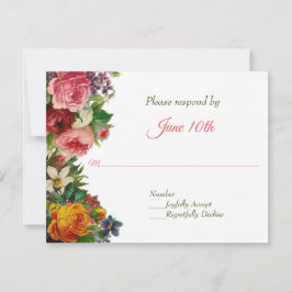 Romantische Vintage Rose & Bluebird Wedding RSVP Einladung