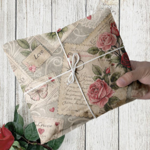 Romantische Vintage Rose Butterfly Decoupage Seidenpapier