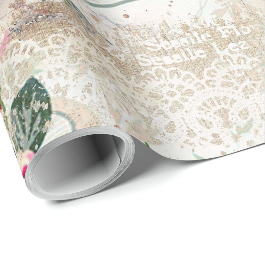 Romantische Vintage Rose Geschenkpapier (Rolleneckpunkt)