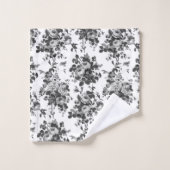 Romantische Vintage Rose grau auf weiß Badhandtuch Set (Waschlappen)