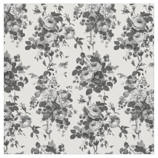 Romantische Vintage Rose grau auf weiß Stoff (Nahaufnahme)