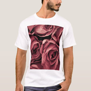 Romantische Vintage Rose Hintergrund T-Shirt
