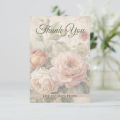 Romantische Vintage Rose Hochzeit Danke (Stehend Vorderseite)