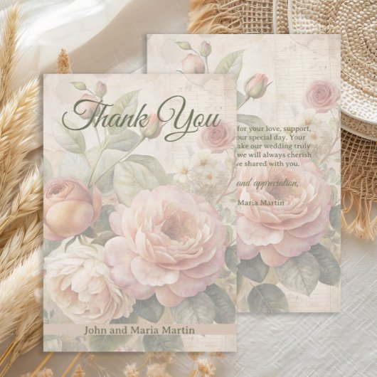 Romantische Vintage Rose Hochzeit Danke