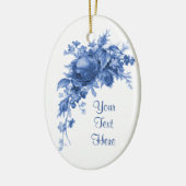 Romantische Vintage Rose in Blau Keramik Ornament (Links)