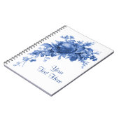 Romantische Vintage Rose in Blau Notizblock (Linke Seite)