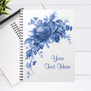 Romantische Vintage Rose in Blau Notizblock
