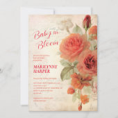 Romantische Vintage Rose Kinderdusche Einladung (Vorderseite)