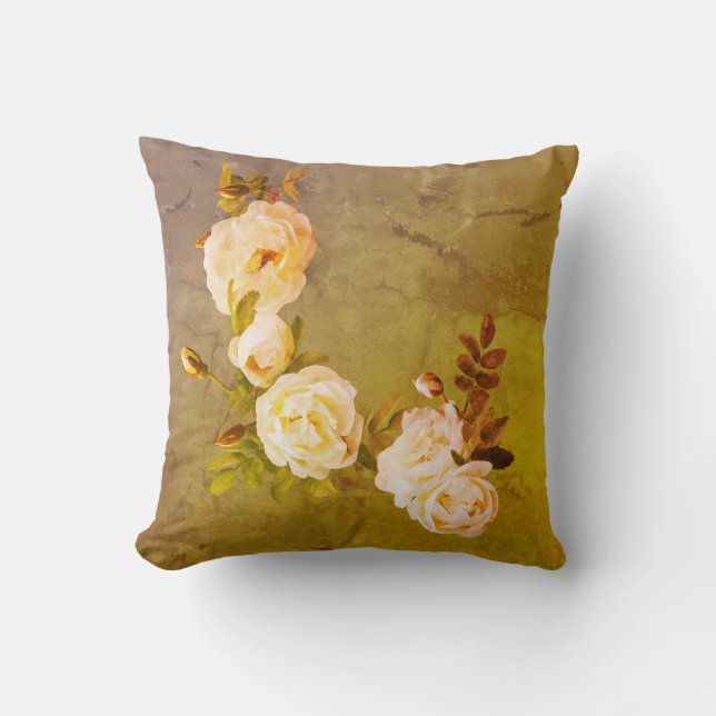 Romantische Vintage Rose Kissen (Vorderseite)
