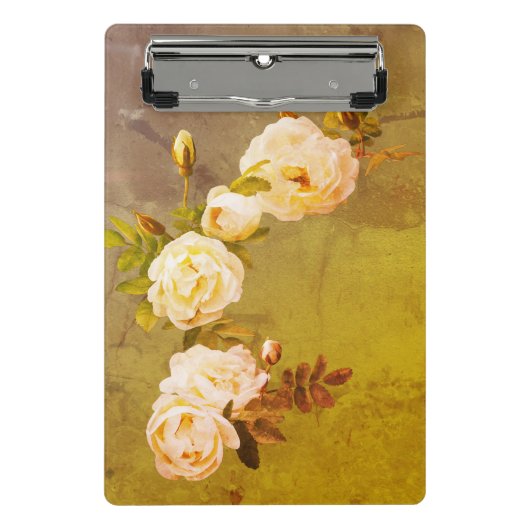 Romantische Vintage Rose Mini Klemmbrett (Vorderseite)