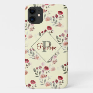 Romantische Vintage Rose Muster Monogramm Case-Mate iPhone Hülle