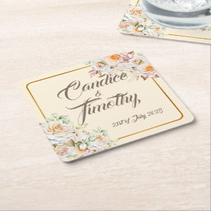 Romantische Vintage Rose. Personalisiere. Rechteckiger Pappuntersetzer