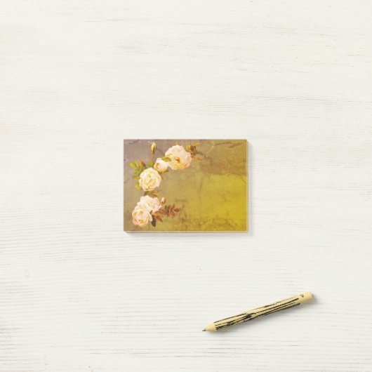 Romantische Vintage Rose Post-it Klebezettel (Auf Schreibtisch)