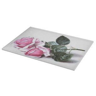 Romantische Vintage-Rosen in Rosa Schneidebrett
