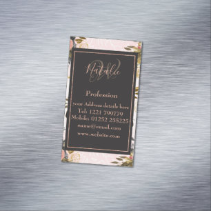 Romantische Vintage Rosen und geometrischer Magnetische Visitenkarte