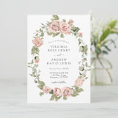 Romantische Vintage Rosenhochzeit Einladung (Stehend Vorderseite)